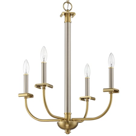 Craftmade Stanza 4 Light 20" Wide Taper Candle Chandelier Brushed Polished Nickel / Satin Brass
