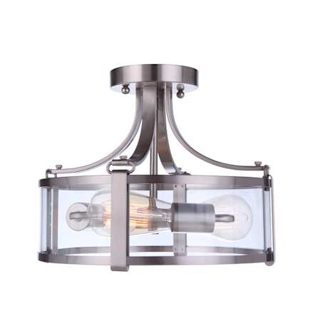 Craftmade Elliot 3 Light 13" Wide Semi-Flush Drum Ceiling Fixture Brushed Polished Nickel