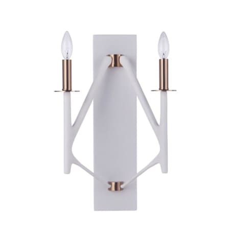 Craftmade The Reserve 2 Light 20" Tall Wall Sconce Matte White / Satin Brass