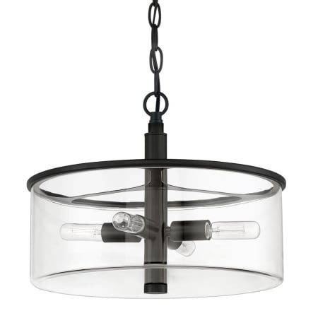 Craftmade Hailie 15" Wide Drum Chandelier / Semi-Flush Ceiling Fixture with Clear Glass Shade Flat Black
