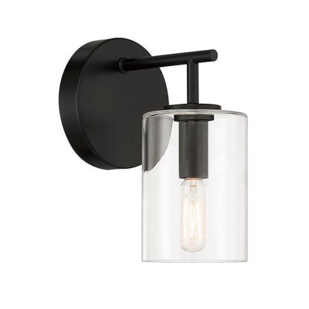 Craftmade Hailie 9" Tall Bathroom Sconce with Clear Glass Shade Flat Black