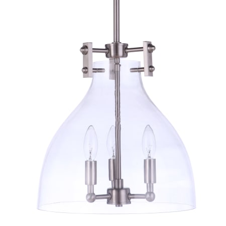 Craftmade Chardonnay 3 Light 14" Wide Pendant with Clear Glass Shade Brushed Polished Nickel