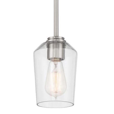 Craftmade Shayna 6" Wide Mini Pendant with Clear Glass Shade Brushed Polished Nickel
