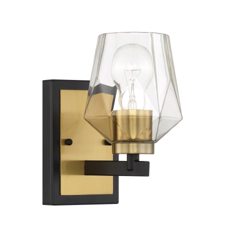 Craftmade Avante Grand 9" Tall Bathroom Sconce Flat Black / Satin Brass