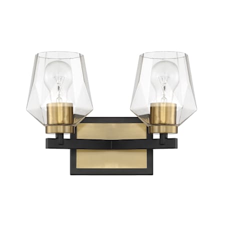 Craftmade Avante Grand 2 Light 13" Wide Vanity Light Flat Black / Satin Brass