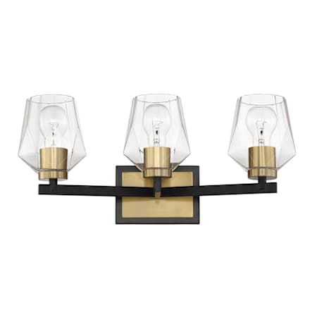 Craftmade Avante Grand 3 Light 21" Wide Vanity Light Flat Black / Satin Brass