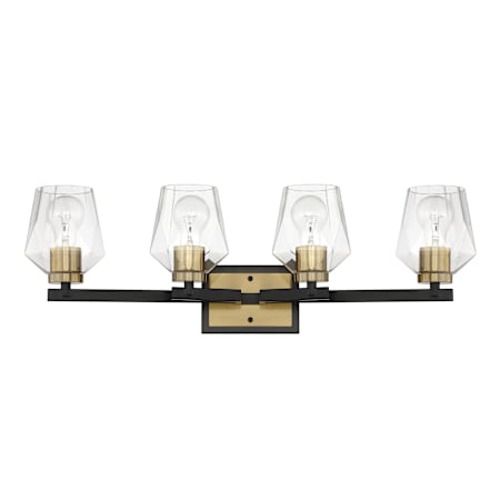 Craftmade Avante Grand 4 Light 29" Wide Vanity Light Flat Black / Satin Brass