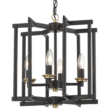 Craftmade Avante Grand 4 Light 14" Wide Taper Candle Style Chandelier Flat Black / Satin Brass