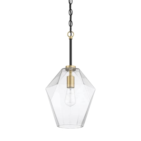 Craftmade Avante Grand 9" Wide Suspension Mini Pendant Flat Black / Satin Brass