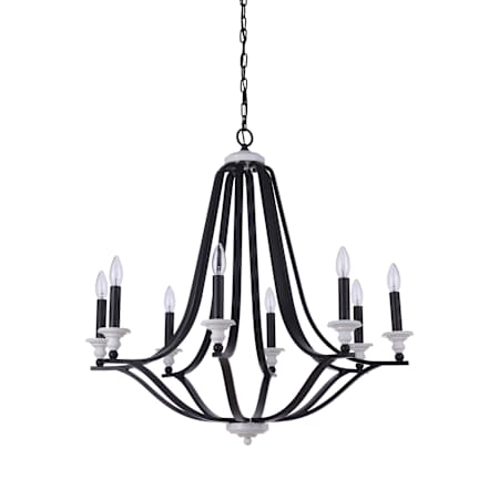 Craftmade Esme 8 Light 32" Wide Taper Candle Style Chandelier Flat Black / Matte White