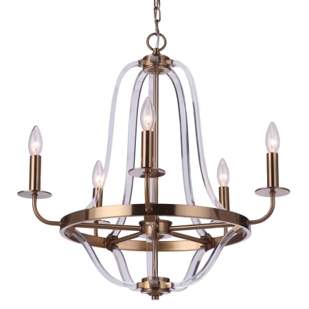 Craftmade Graclyn 5 Light 24" Wide Taper Candle Style Chandelier Satin Brass