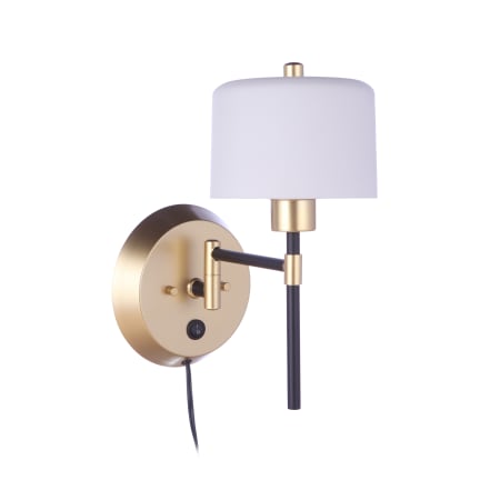 Craftmade Wentworth 13" Tall Plug-In Wall Sconce Flat Black / Sunset Gold