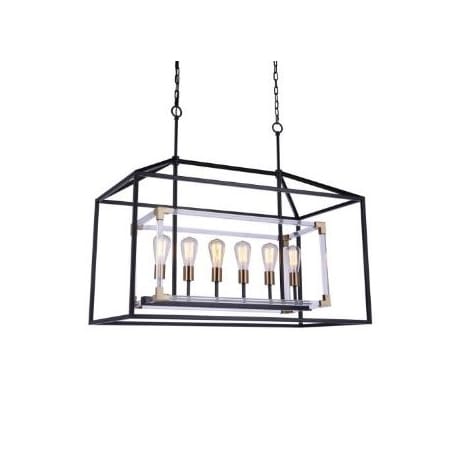 Craftmade Aaron 6 Light 19" Wide Linear Pendant Flat Black / Satin Brass