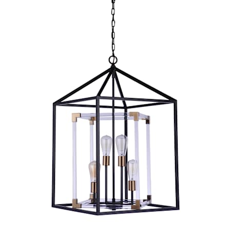 Craftmade Aaron 4 Light 19" Wide Pendant Flat Black / Satin Brass