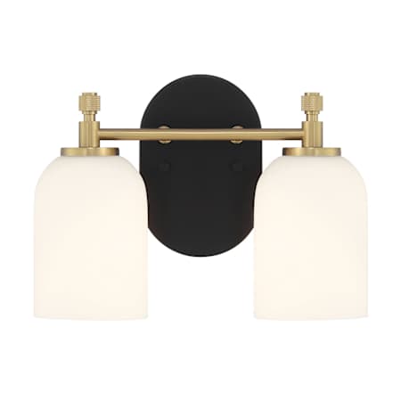 Craftmade Council 2 Light 13" Wide Vanity Light Flat Black / Satin Brass