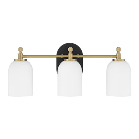 Craftmade Council 3 Light 21" Wide Vanity Light Flat Black / Satin Brass