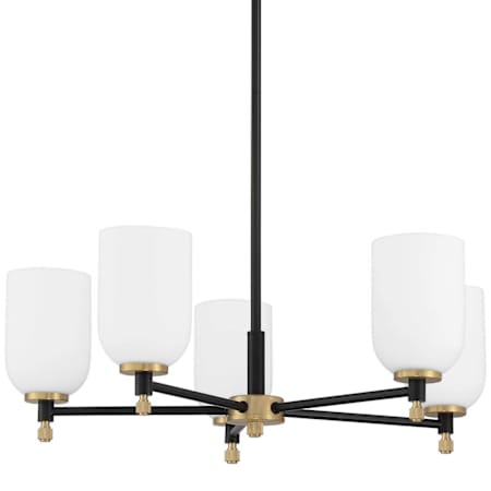 Craftmade Council 5 Light 25" Wide Chandelier Flat Black / Satin Brass