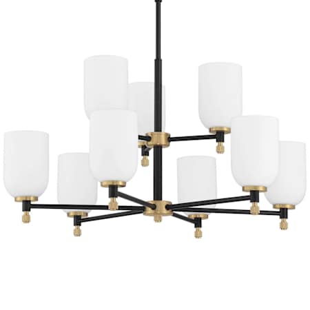 Craftmade Council 9 Light 29" Wide Chandelier Flat Black / Satin Brass