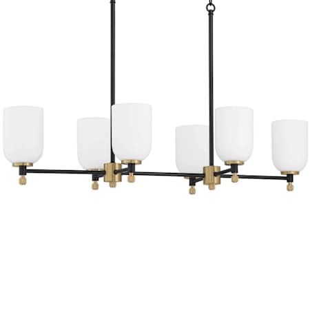 Craftmade Council 6 Light 15" Wide Linear Pendant Flat Black / Satin Brass