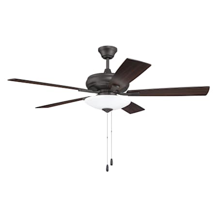 Craftmade Eos 5 Blade Indoor LED Ceiling Fan with Frosted Glass Low Profile Bowl Shade Classic Bronze