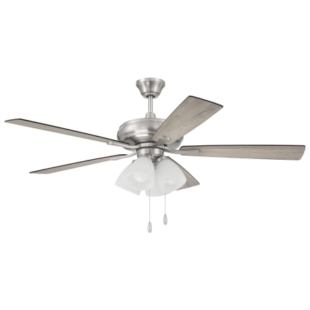 Craftmade Eos 52" 5 Blade 4 Light Indoor LED Ceiling Fan with Frosted Glass Shades - Brushed Polished Nickel Driftwood / Walnut