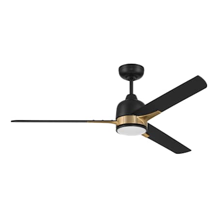 Craftmade Fuller 52" 3 Blade Indoor LED Ceiling Fan Flat Black / Satin Brass