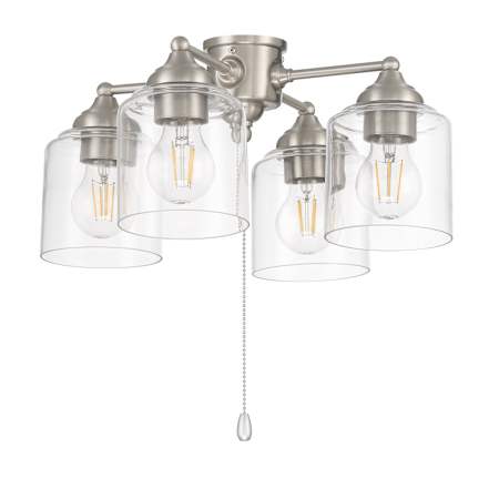 Craftmade Light Kit 17" Wide 4 Light Ceiling Fan Light Kit with Clear Glass Shades Brushed Polished Nickel