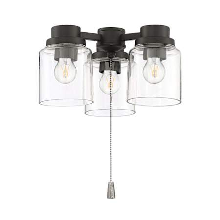 Craftmade 14" Wide 3LED Ceiling Fan Light Kit Flat Black