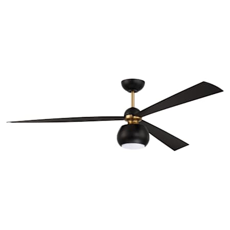 Craftmade Otto 60" 3 Blade Indoor Smart LED Ceiling Fan Flat Black / Satin Brass