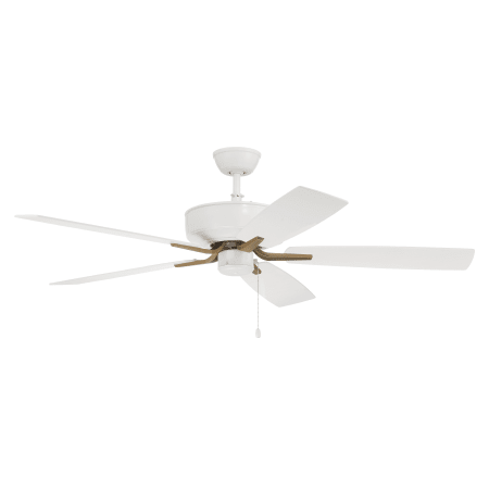 Craftmade Pro Plus 52" 5 Blade Indoor Ceiling Fan with White/Washed Oak Blades White / Satin Brass