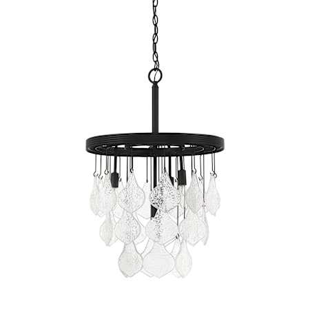 Craftmade Vesi 4 Light 18" Wide Crystal Waterfall Chandelier Flat Black