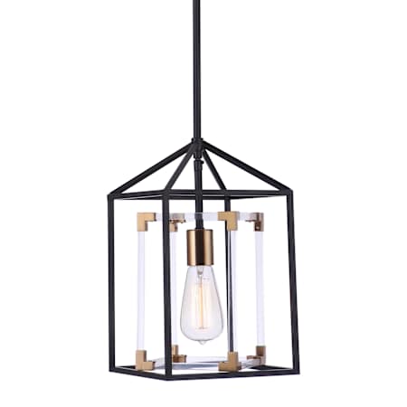 Craftmade Aaron 8" Wide Outdoor Mini Pendant Flat Black / Satin Brass