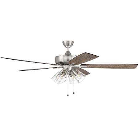 Craftmade Super Pro 60" 5 Blade Indoor LED Ceiling Fan Brushed Polished Nickel / Driftwood / Grey Walnut
