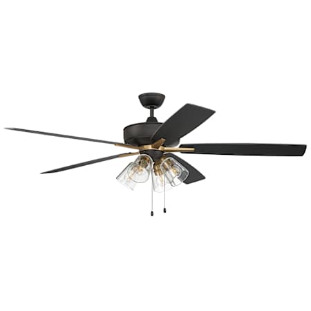 Craftmade Super Pro 60" 5 Blade Indoor LED Ceiling Fan Flat Black / Satin Brass