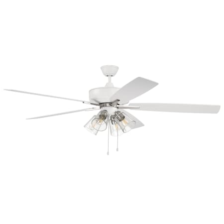 Craftmade Super Pro 60" 5 Blade 4 Light Indoor LED Ceiling Fan with White/Washed Oak Blades White / Polished Nickel