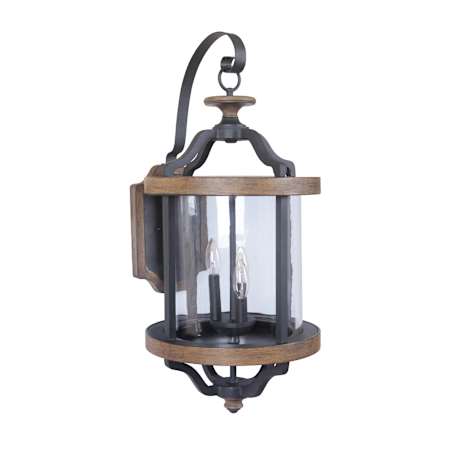 Craftmade Ashwood 3 Light 29" Tall Outdoor Wall Sconce Textured Black / Whiskey Barrel