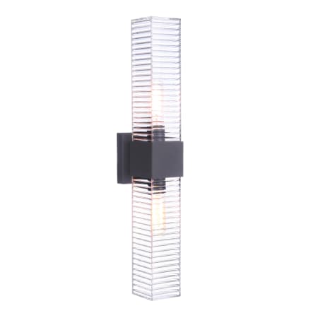 Craftmade Ridge 2 Light 24" Tall Outdoor Wall Sconce with Ribbed Glass Shades Midnight