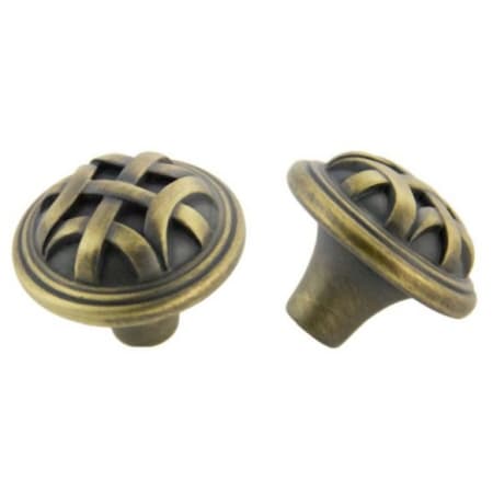Crown Cabinet Hardware Braided 1-1/4 Inch Mushroom Cabinet Knob Antique Satin Brass