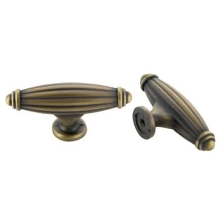 Crown Cabinet Hardware Deco 2-9/16 Inch Decorative "Blimp" Football Bar Cabinet Knob / Decorative T Drawer Knob Antique Satin Brass