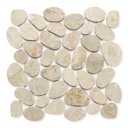 Cruz Bay Studio Seadrift - 12" x 12" Pebble and Rock Floor and Wall Tile - Honed Visual - Sold by Carton (4.84 SF/Carton) Budi Creme