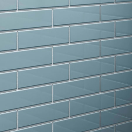 Cruz Bay Studio 2 inch x 8 inch Glass - 2" x 8" Brick Wall Tile - Glossy Visual - Sold by Carton (13.2 SF/Carton) Aqua Blue Gloss
