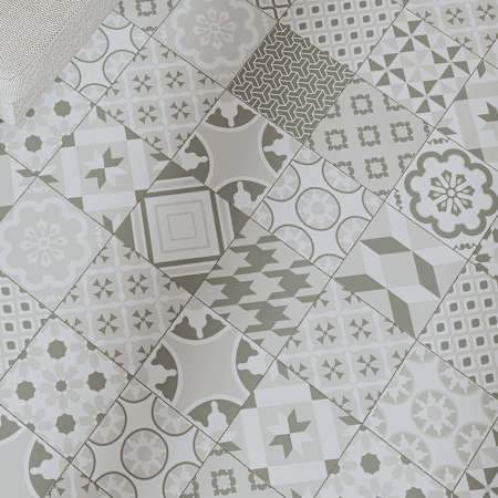 Cruz Bay Studio Felix - 7" x 7" Encaustic Floor and Wall Tile - Matte Visual - Sold by Carton (4.09 SF/Carton) Greyscale Matte