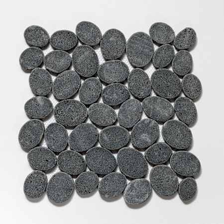 Cruz Bay Studio Coin Marble - 11" x 11" Pebble and Rock Floor and Wall Tile - Matte Visual - Sold by Carton (9.62 SF/Carton) Black Basalt