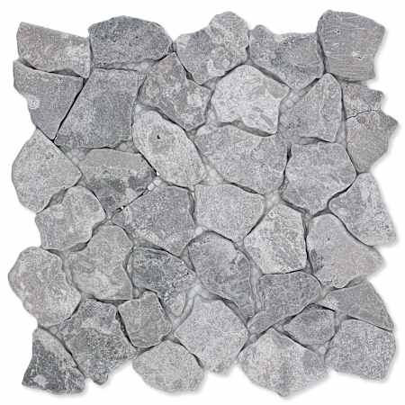 Cruz Bay Studio Fit Mosaic - 11" x 11" Pebble and Rock Floor and Wall Tile - Tumbled Visual - Sold by Carton (9.28 SF/Carton) Ash Grey