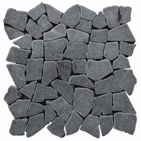 Cruz Bay Studio Fit Mosaic - 11" x 11" Pebble and Rock Floor and Wall Tile - Tumbled Visual - Sold by Carton (9.28 SF/Carton) Black Basalt