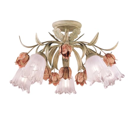Crystorama Lighting Group Southport 5 Light 22" Wide Semi-Flush Ceiling Fixture with Glass Shades Sage/Rose