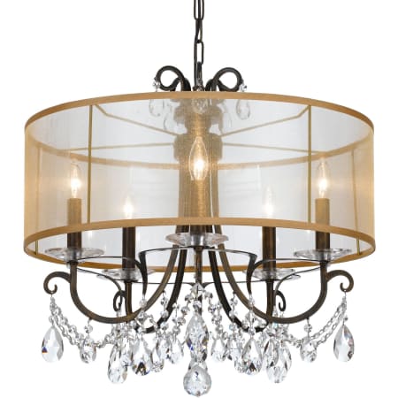 Crystorama Lighting Group Othello 5 Light 24" Wide Crystal Drum Chandelier with Silk Shade and Hand Cut Crystal Accents English Bronze
