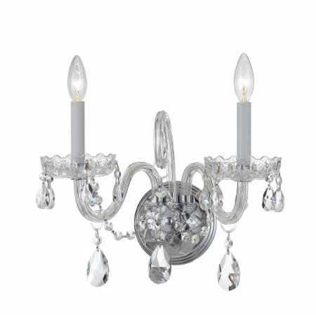 Crystorama Lighting Group Traditional Crystal 2 Light 13" Tall Wall Sconce with Hand Cut Crystal Accents Polished Chrome