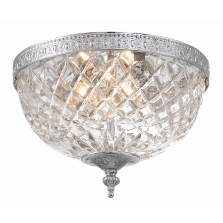 Crystorama Lighting Group Ceiling Mount 2 Light 10" Wide Flush Mount Bowl Ceiling Fixture with a Patterned, Clear Glass Shade Polished Chrome