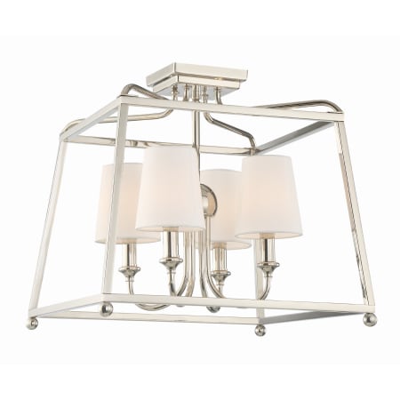 Crystorama Lighting Group Sylvan 4 Light 16" Wide Semi-Flush Ceiling Fixture with Silk Shades Polished Nickel